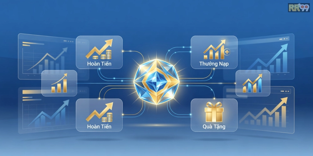 Khái niệm chương trình khuyến mãi RR99 được minh họa qua infographic đơn giản và hấp dẫn