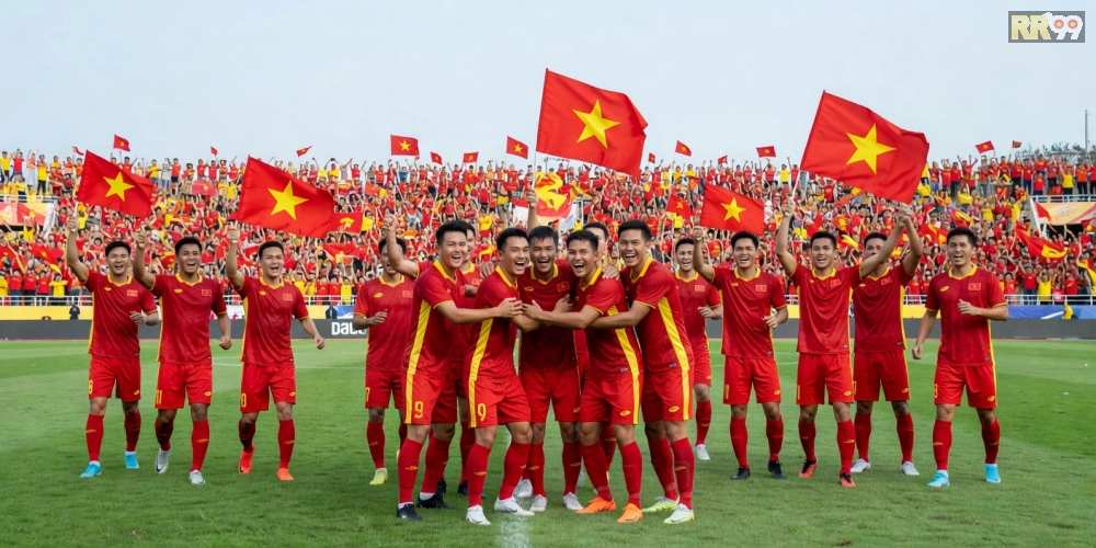 Đội tuyển Việt Nam nâng cúp vô địch SEA Games với niềm vui vỡ òa của cổ động viên