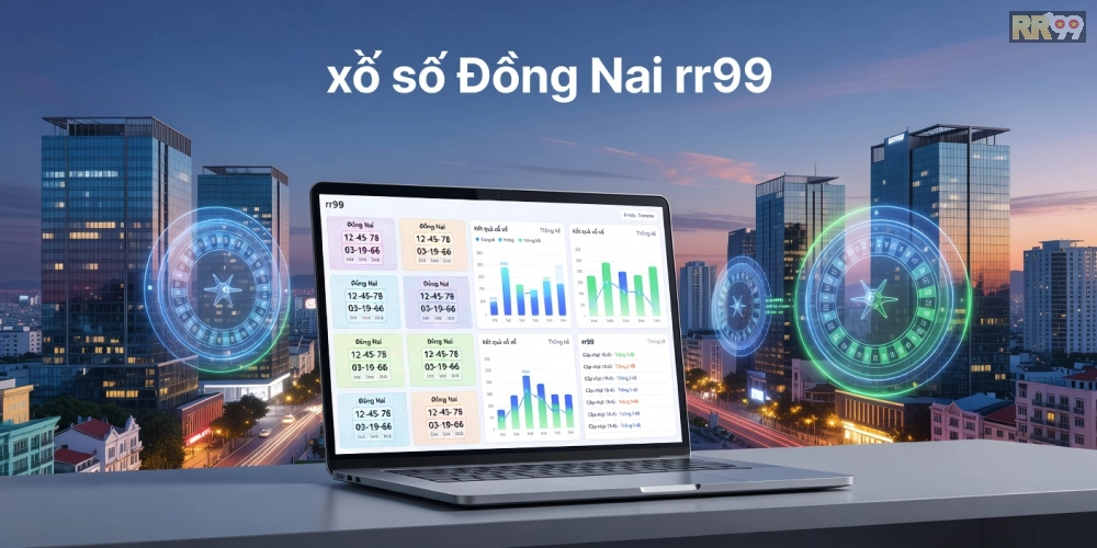 Minh họa khái niệm xổ số đồng nai rr99 với biểu đồ kết quả và giao diện cá cược trực tuyến