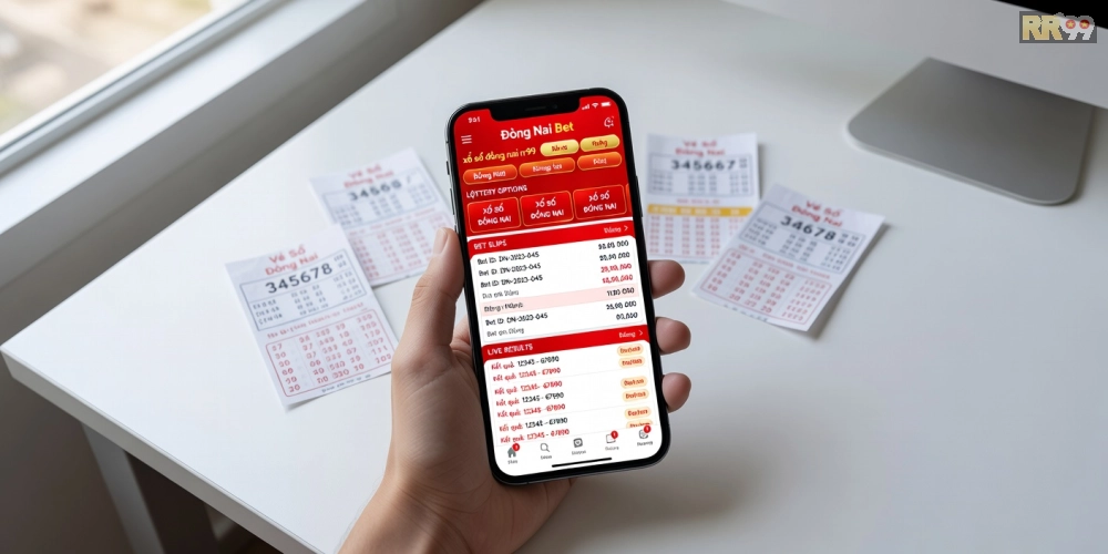 Giao diện hệ thống cá cược xổ số đồng nai rr99 trên nền tảng Đồng Nai Bet với các tùy chọn đặt cược
